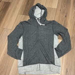 BENCH M NWT DARK & LIGHT GRAY TERRY KNIT ZIPPER HOODED THUMBHOLE JACKET